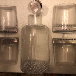 WEST ELM Metallic Base Decanter Glassware Set MINT